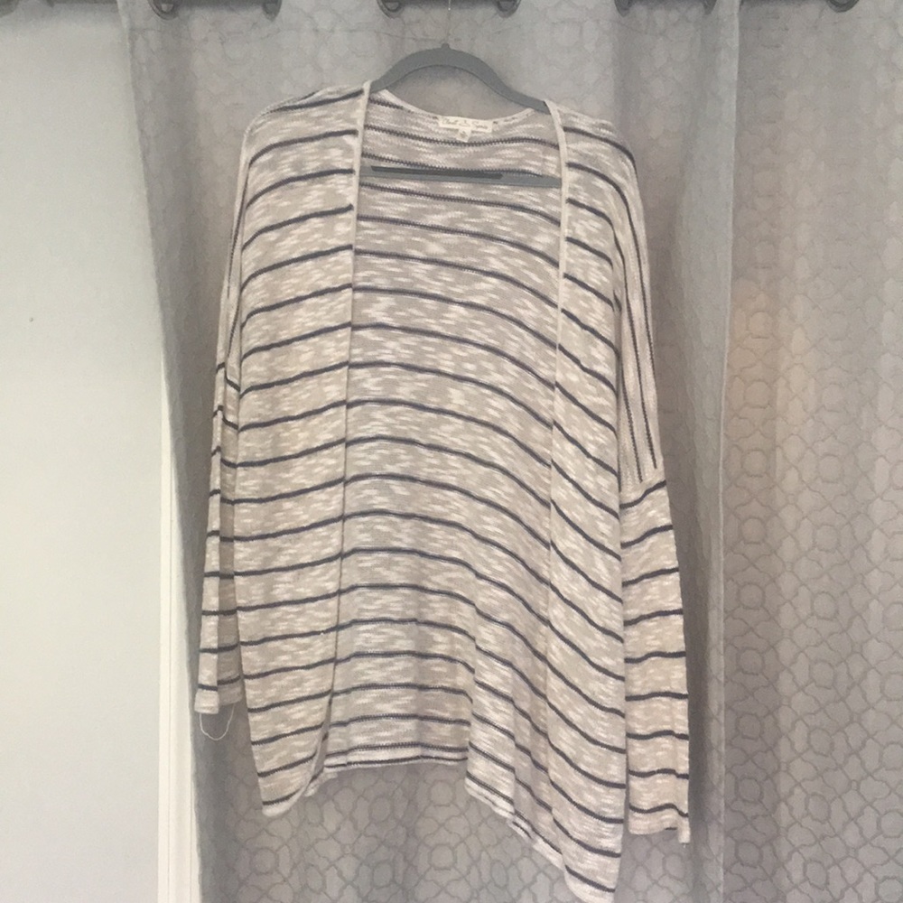 White and navy striped summer Cardigan!